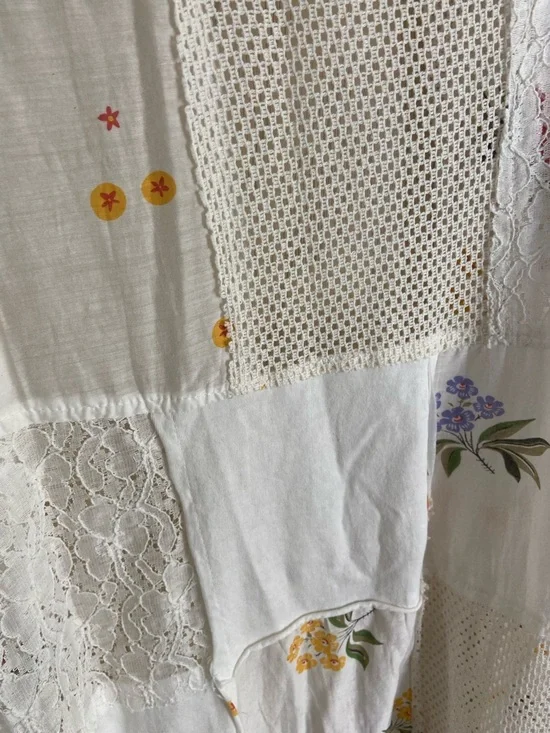 PAPER LACE Floral White Patchwork Long Kimono Duster Sz Small - Picture 9 of 10
